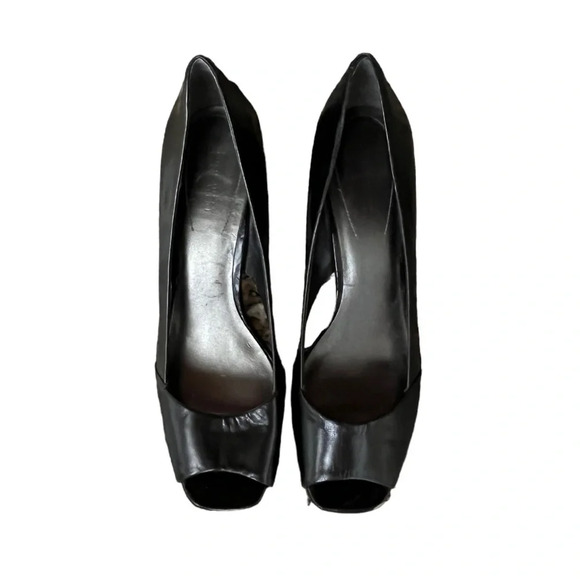 Womens Nine West black patent leather peep toe slip on heel 9M WNMIXUPTJ - Picture 3 of 11